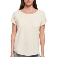 Build Your Brand Long Slub Tee Kısa Kollu Beyaz Kum Kadın T-shirt