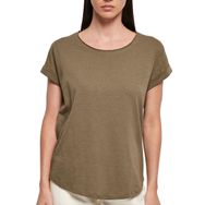 Build Your Brand Long Slub Tee Kısa Kollu Zeytin Kadın T-shirt