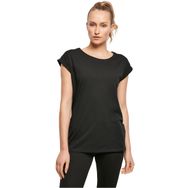 Build Your Brand Organic Extended Shoulder Tee Siyah Kadın T-Shirt