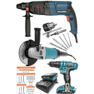 Bulldozer 24VM Setli Vidalama 3000W Kırıcı Delici 1600W Devir Ayarlı Avuç Taşlama Makines