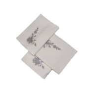 Bulteks Simli Nakışlı Beyaz Kadife Desen 5 30x50 cm El Havlusu