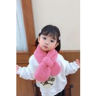 Bundera Woof Çocuk Atkı Peluş Kaşkol Rüzgar Geçirmez Polar Boyunluk Şalı (Pembe)