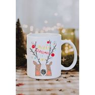 Burak Baskı Tasarım Yılbaşı Noel Temalı Merry Christmas To You Geyik Baskılı Kupa Bardak