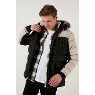 Buratti 5760076 Slim Fit Çıkarılabilir Suni Tüylü Kapüşonlu Şişme Erkek Mont