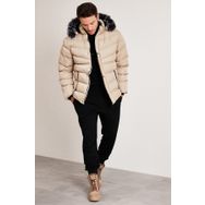 Buratti 5761080 B Taş Slim Fit Suni Kürklü Peluş Astarlı Çıkarılabilir Kapüşonlu Şişme Erkek Mont