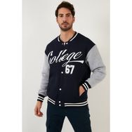Buratti 628X8928 Lacivert Regular Fit İçi Yumuşak Tüylü Kolej Yaka Bomber Erkek Mont