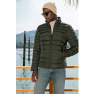 Buratti 649002 Haki Dik Yaka Fermuarlı Cepli Slim Fit Erkek Şişme Mont