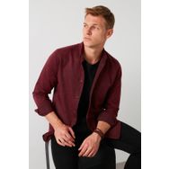 Buratti Erkek Bordo Pamuklu Düğmeli Yaka Uzun Kollu Oduncu Gömlek CF21W112238