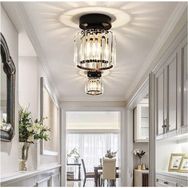 Burenze 963 Modern Luxury Plafonyer Tavan Kristal Taşlı Avize Hol Antre Siyah Avize