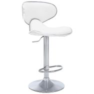Bürocci 9549S0486 Beyaz Modern Deri Metal Ayaklı Yüksek Tezgah Sandalyesi