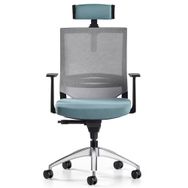 Bürotime Cozy Başlıklı Sabit T Kol Alüminyum Ayak Gri/Mint Yeşili Çalışma Koltuğu