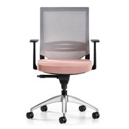 Bürotime Cozy Sabit T Kol Alüminyum Ayak Gri/Somon Çalışma Koltuğu
