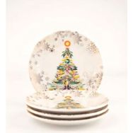 Bursa Porselen Christmas Tree Gold 4 Parça Kurabiye Tabağı