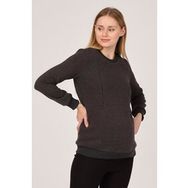 Busa Antrasit Termal Emzirme Detaylı Hamile Sweatshirt