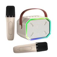 Butu P3 Karaoke Çift Mikrofonlu Bej Bluetooth Hoparlör