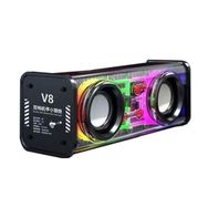 Butu V8 Şeffaf Mecha RGB Kablosuz Siyah Bluetooth Hoparlör