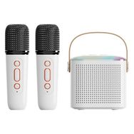 Butu Y1 Karaoke Makinesi Taşınabilir 2 Mikrofon Beyaz Bluetooth Hoparlör