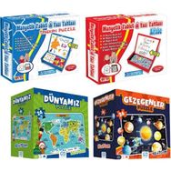 Ca Games 4'lü Set Manyetik Tablet Tangram+Manyetik Tablet Alfabe+Yer Puzzle Dünyamız+Yer Puzzle Gezegenler