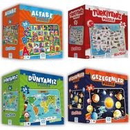 CA Games (Türkiye-Dünyamız-Gezegenler-Alfabe) 4'lü Süper Yer Puzzle Seti