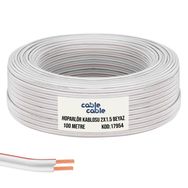 Cable Cable Kordon 2x1.5 Beyaz 100 mt Hoparlör Kablosu