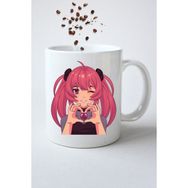 Caisya Anime Asi Kız Baskılı Hediye Beyaz Kupa Bardak
