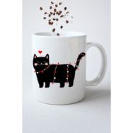 Caisya Cute Cat Kedi Baskılı Hediye Beyaz Kupa Bardak