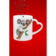 Caisya Cute Koala Baskılı Hediye Kalp Beyaz Kupa Bardak