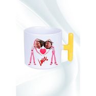 Caisya Mutlu Çiftler Love Baskılı Hediye T Saplı Kupa
