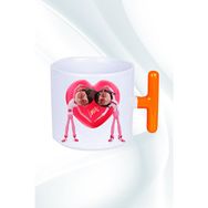 Caisya Mutlu Çiftler Love Kalp Baskılı Hediye T Saplı Turuncu Kupa Bardak