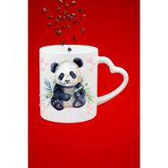 Caisya Sevimli Panda Cute Panda Baskılı Hediye Kalp Kupa