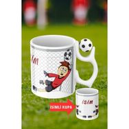 Caisya Siyah Beyaz Futbol Toplu Kaleci Baskılı-1 Taraftar Isimli Baskılı Kupa Bardak