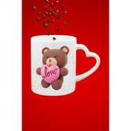 Caisya Teddy Bear Love Ayıcık Baskılı Hediye Kalp Beyaz Kupa Bardak