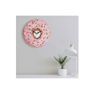 CajuArt Dekoratif Pembe Donut Yuvarlak Ahşap Duvar Saati