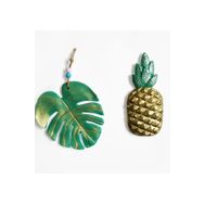 CajuArt İkili Ananas ve Yaprak Yeşil Dekoratif Duvar Süsü