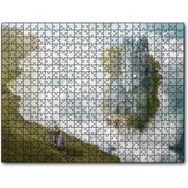 Caka Tablo Bulutlar Kale ve Bisikletli Genç 1000 Parça Puzzle