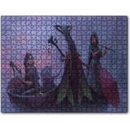Caka Tablo Gece Sisler Arasındaki Kayık ve Çalgıcı Kızlar 255 Parça Puzzle