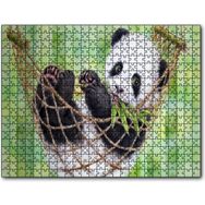 Caka Tablo Hamakta Dinlenen Panda Dijital Çizim 255 Parça Puzzle