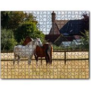Caka Tablo Kahverengi ve Beyaz Atlar 120 Parça Puzzle