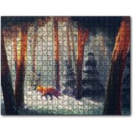 Caka Tablo Karlı Ormanda Yürüyen Tilki ve Güneş Işıkları 255 Parça Puzzle