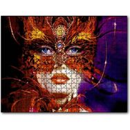 Caka Tablo Kırmızı Tüylü Maskeli Kadın Görseli 500 Parça Puzzle