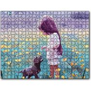 Caka Tablo Küçük Kız Sarı Çiçekler ve Yavru Köpek 255 Parça Puzzle