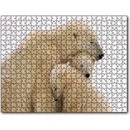 Caka Tablo Kutup Ayısı ve Sevimli Yavruları Kar Arkaplan 255 Parça Puzzle