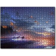 Caka Tablo Mor Bulutlu Gökler ve Göl Kıyısında Koşan Atlar 255 Parça Puzzle