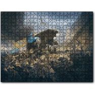 Caka Tablo Savaş Alanında Savaşçılar ve Dev Ayı 255 Parça Puzzle