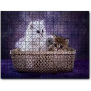 Caka Tablo Sepette Beyaz ve Tekir Sevimli Kediler 255 Parça Puzzle