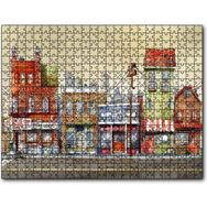 Caka Tablo Sokakta Binalar ve Dükkanlar Karikatürize 255 Parça Puzzle