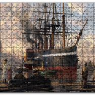 Cakapuzzle 1800 Yılı Liman Gemi Yolcular Yağlı Boya Resmi Mdf 1000 Parça Puzzle