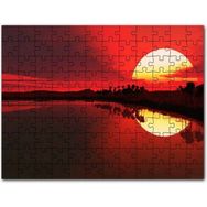 Cakapuzzle Afrika Günbatımında Palmiyeler ve Nil Nehri Mdf 1000 Parça Puzzle