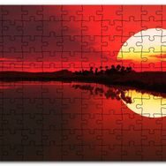 Cakapuzzle Afrika Günbatımında Palmiyeler ve Nil Nehri Mdf 120 Parça Puzzle