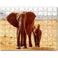 Cakapuzzle Afrika Savanada Anne Fil ve Yavrusu Mdf 500 Parça Puzzle